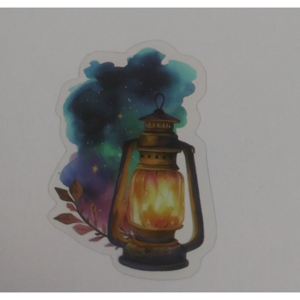 10/$10 Burning Lantern In The Night Transparent Sticker 2.18" x 1.5" (AJ)
